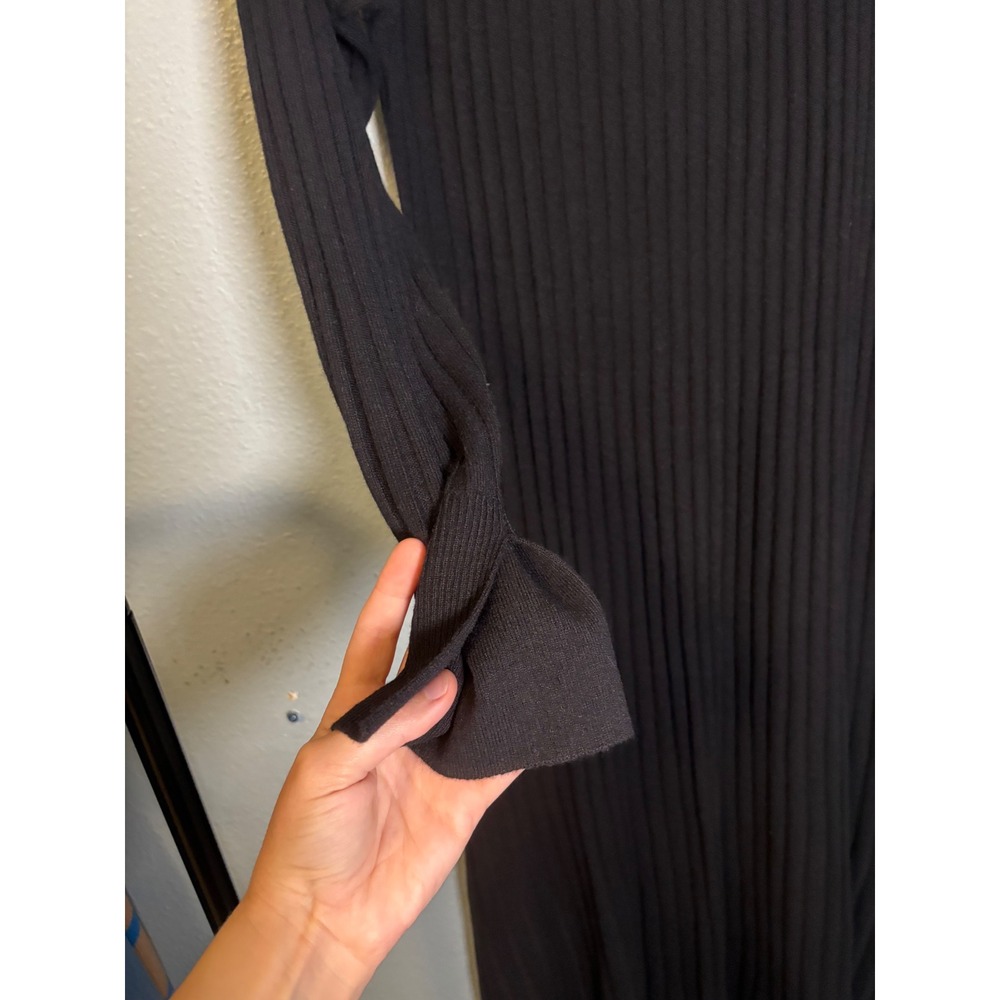 Nordstrom Wool Cashmere Ribbed Maxi Dress Long Sleeve Black XL‎ - Picture 6 of 10
